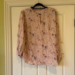 LOFT Pink Floral Print Blouse